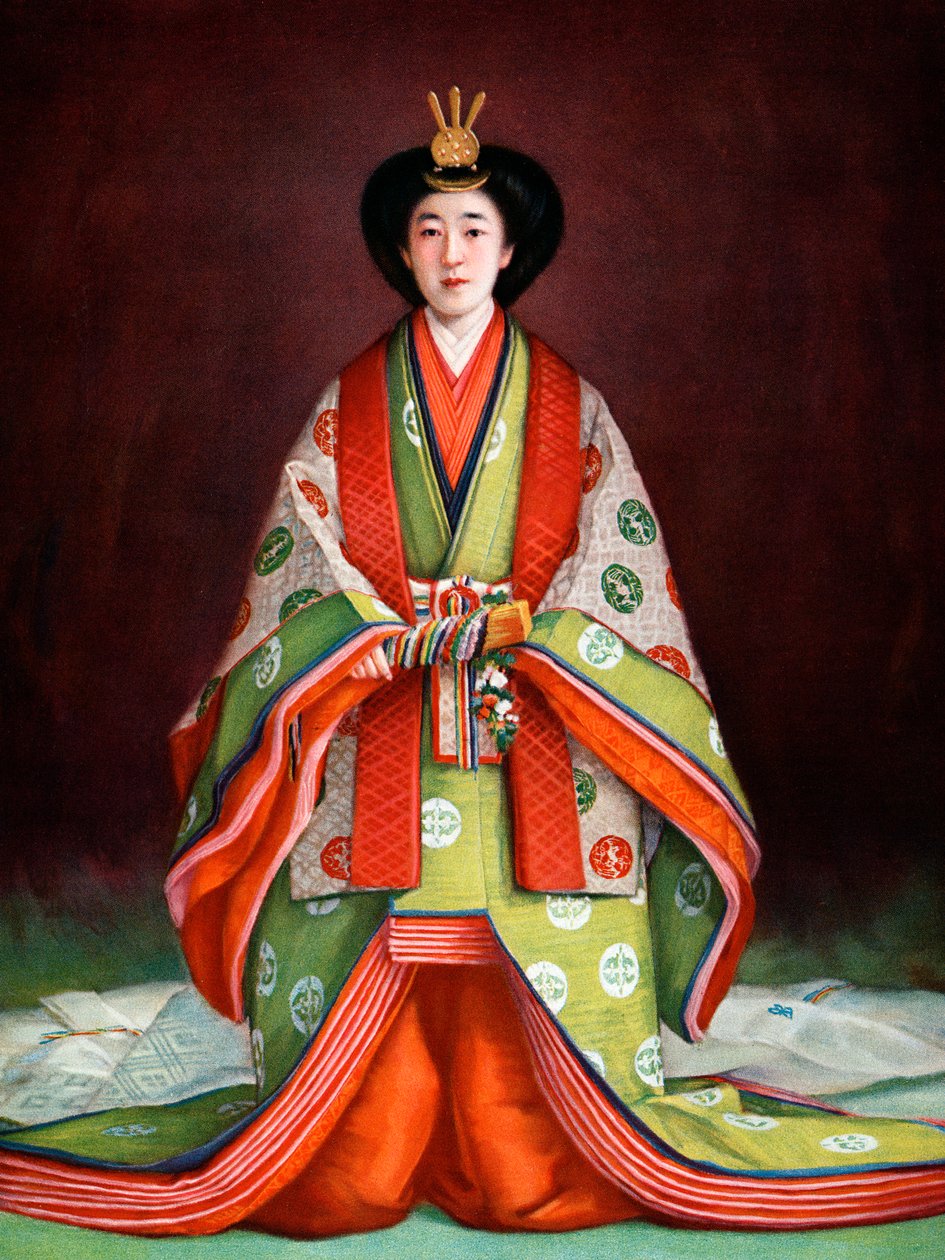 Cesarzowa Japonii Nagako w szatach koronacyjnych, ok. 1924 r. autorstwa Unbekannt