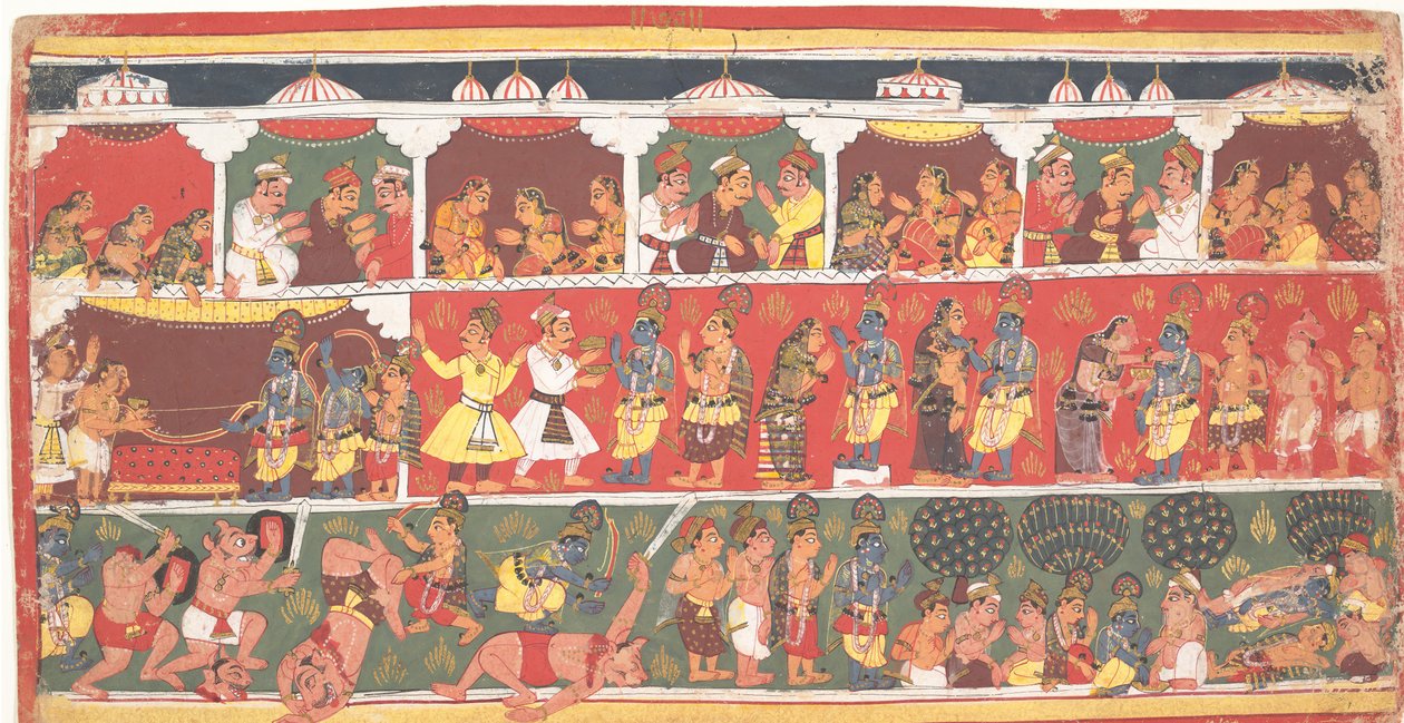 Spotkania w Mathurze: Strona z rozproszonej Bhagavata Purany..., ca. 1700. autorstwa Unbekannt