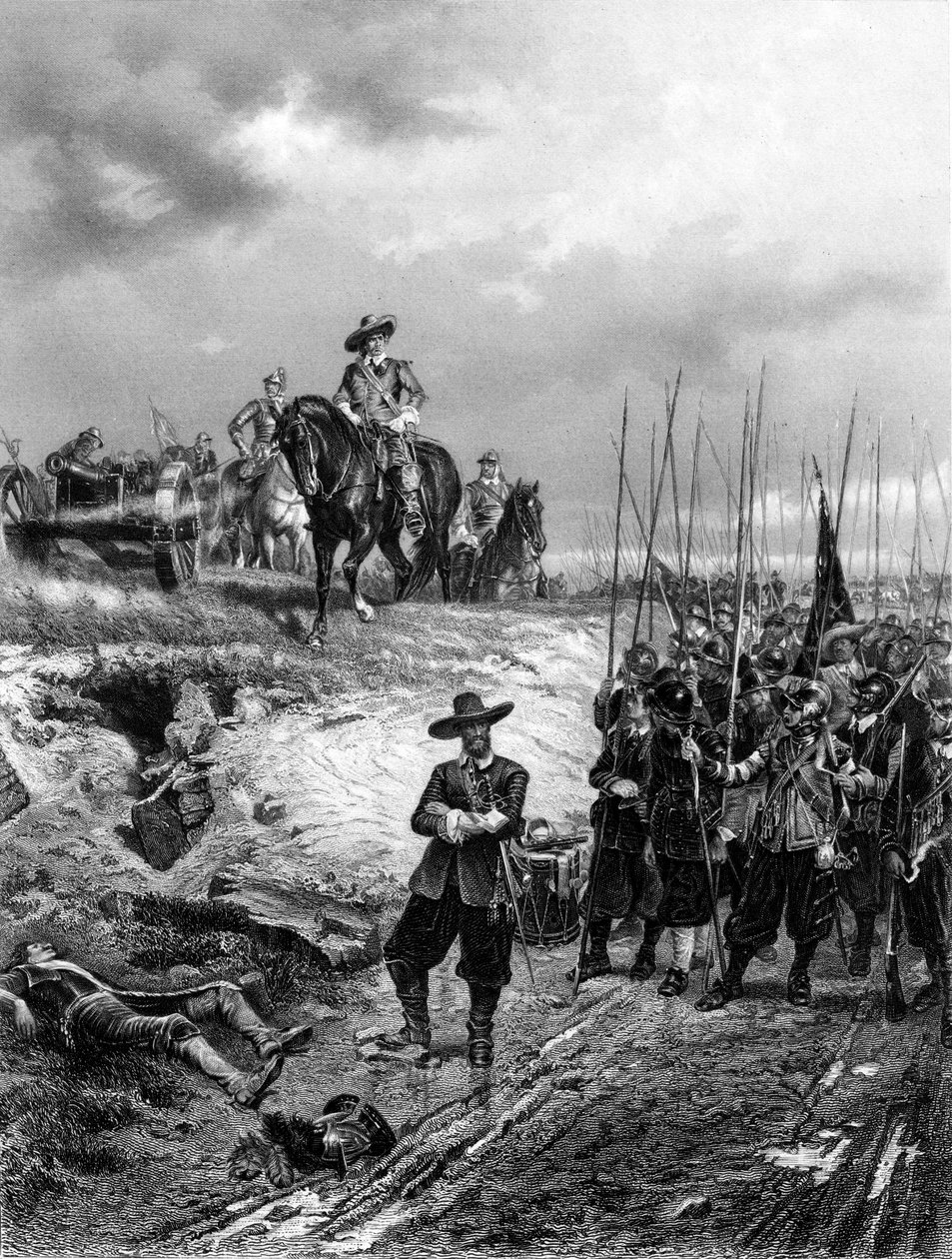 Angielskie wojny domowe: Oliver Cromwell 1599-1658 w bitwie pod Marston Moor, 2 lipca 1644 autorstwa Unbekannt