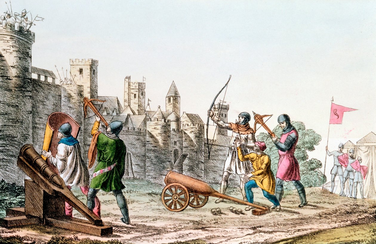 Wojska angielskie atakują francuskie miasto, wojna stuletnia, 1337-1453 c1830 autorstwa Unbekannt