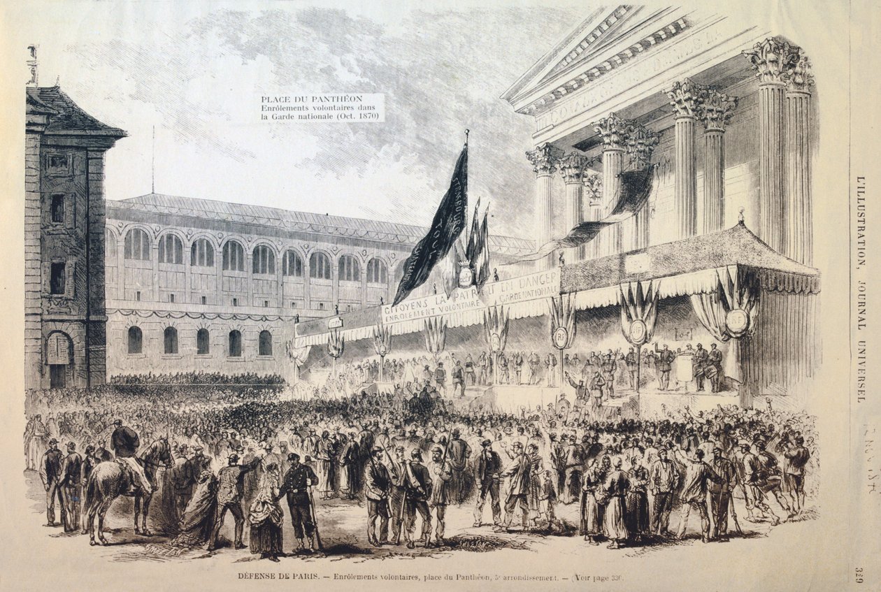 Zaciągnięcie ochotników do Gwardii Narodowej, Place du Pantheon, Paryż, 1870-1871 autorstwa Unbekannt