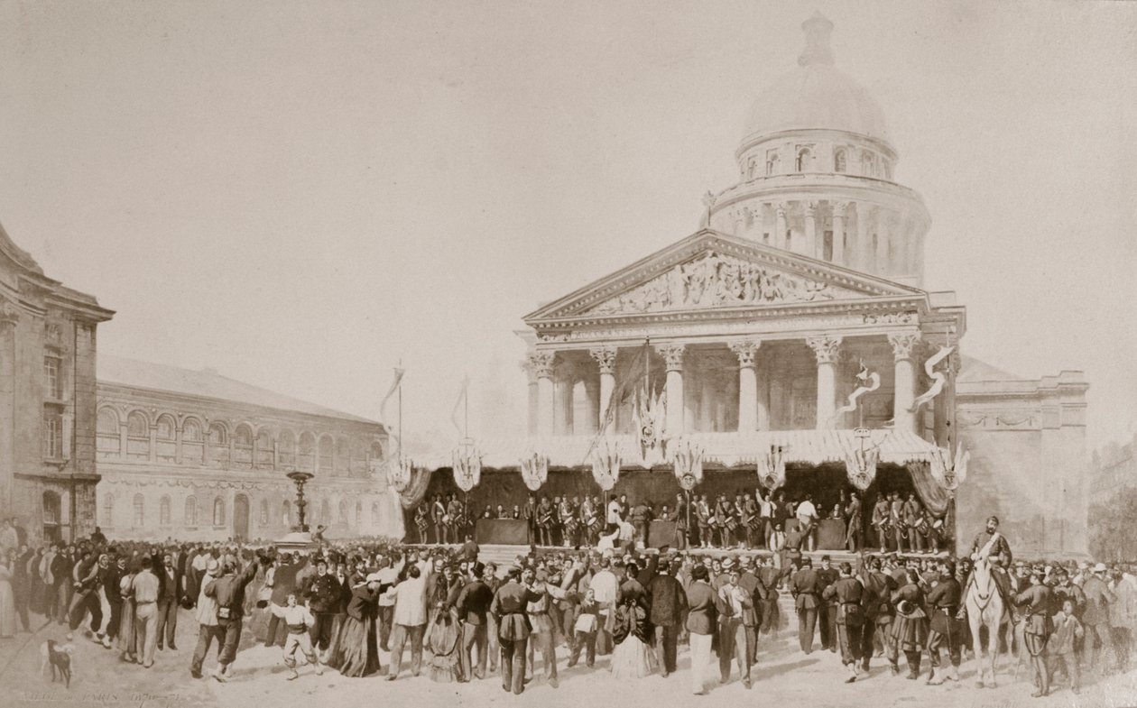 Zaciągnięcie ochotników do Gwardii Narodowej, Place du Pantheon, Paryż, 1870-1871 autorstwa Unbekannt