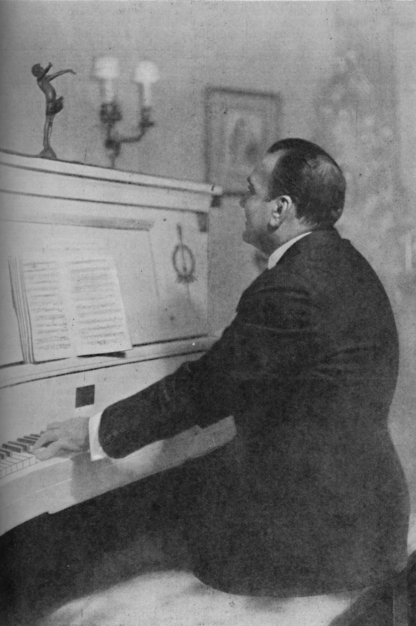 Enrico Caruso – słynny włoski tenor przy fortepianie, ok. 1925 r. autorstwa Unbekannt