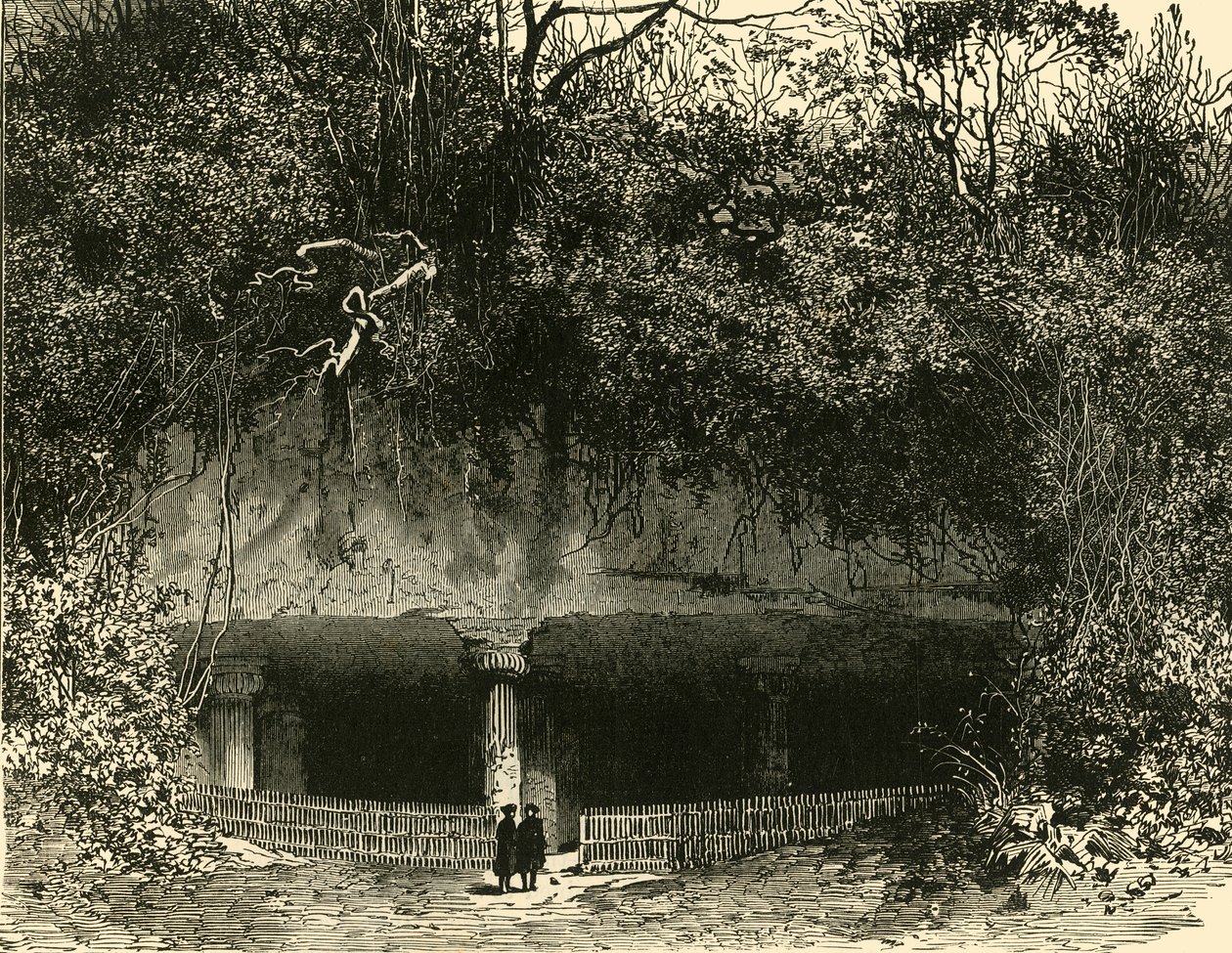 Wejście do jaskini w Elephanta Bombay President, 1890. autorstwa Unbekannt