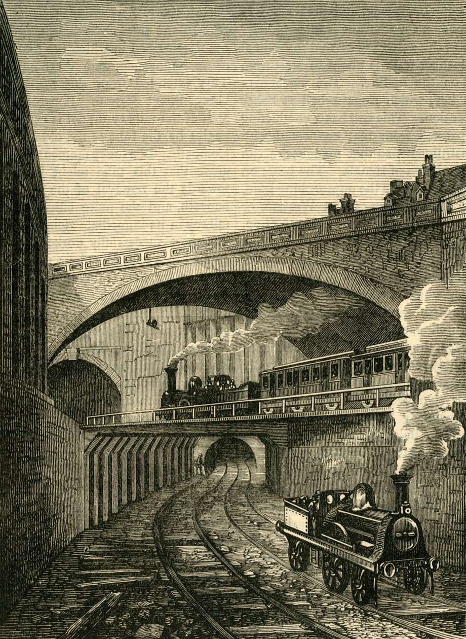 Wejście do tunelu Clerkenwell od ulicy Farringdon, ok. 1876. autorstwa Unbekannt