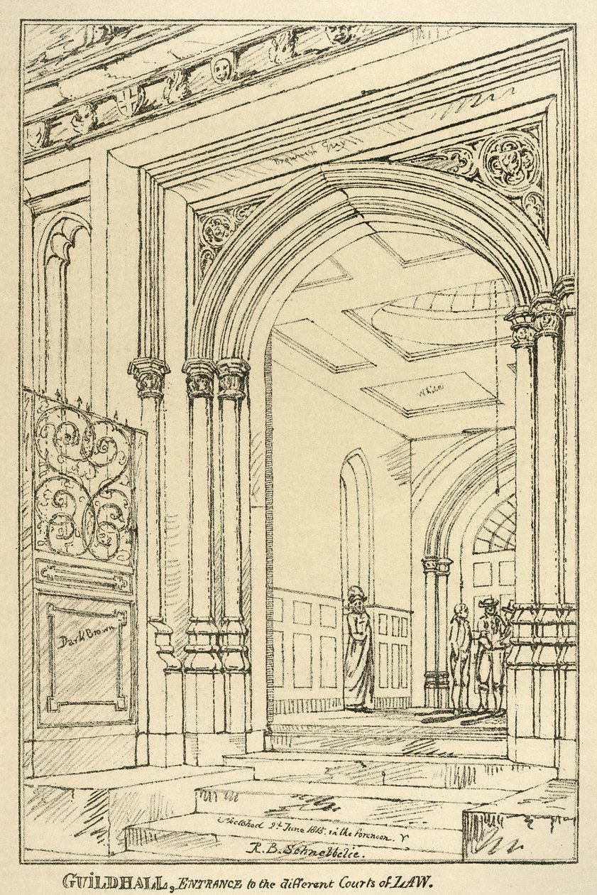 Wejście do różnych sądów, Guildhall, Londyn, czerwiec 1815 1886 autorstwa Unbekannt