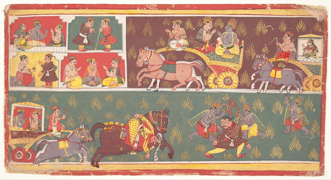 Epizody z życia Kryszny: Folio z Bhagavata Purany Starożytne historie Pana Wisznu, ok. 1700 r. autorstwa Unbekannt