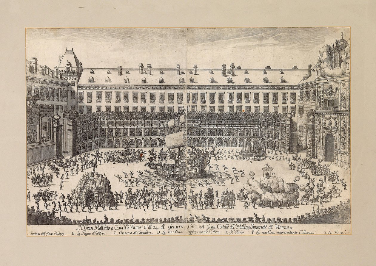 Balet jeździecki na dziedzińcu wiedeńskiego Hofburga ..., 1667. autorstwa Unbekannt
