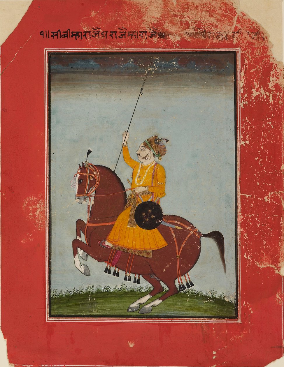 Portret konny Maharajy Zorawara Singha z Bikanera, 1835-1840 autorstwa Unbekannt
