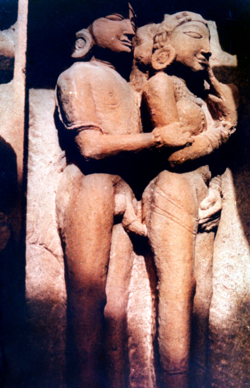 Rzeźba erotyczna, świątynia hinduska, Khajuraho, Indie, 950 - 1050 autorstwa Unbekannt