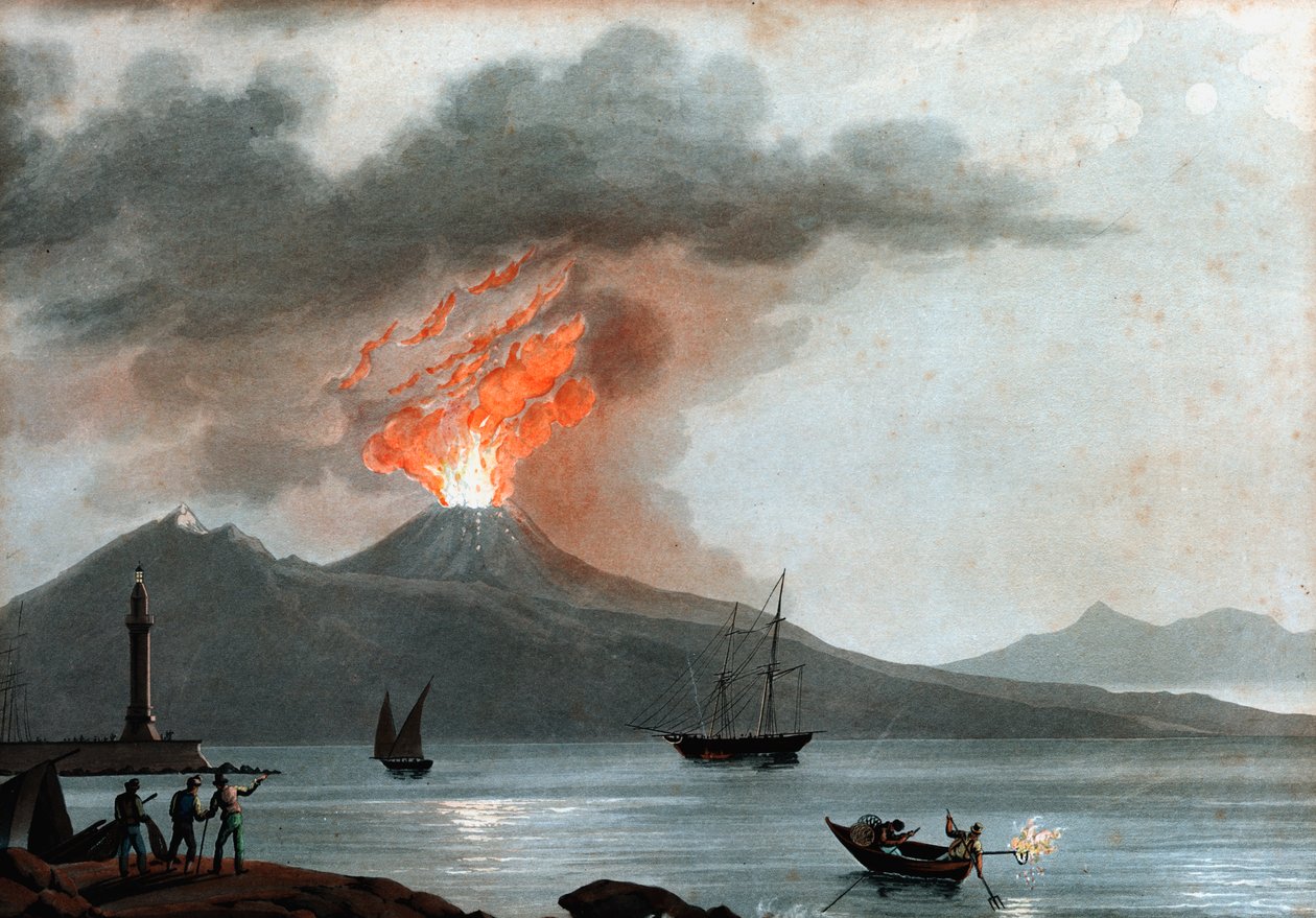 Erupcja Wezuwiusza, Włochy, c1815 autorstwa Unbekannt