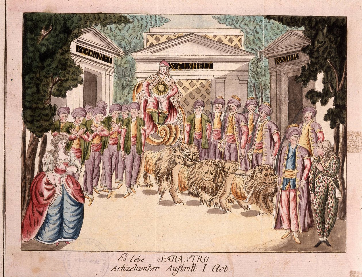 Es lebe Sarastro. Prawykonanie Czarodziejskiego fletu Mozarta, lata 1790 autorstwa Unbekannt
