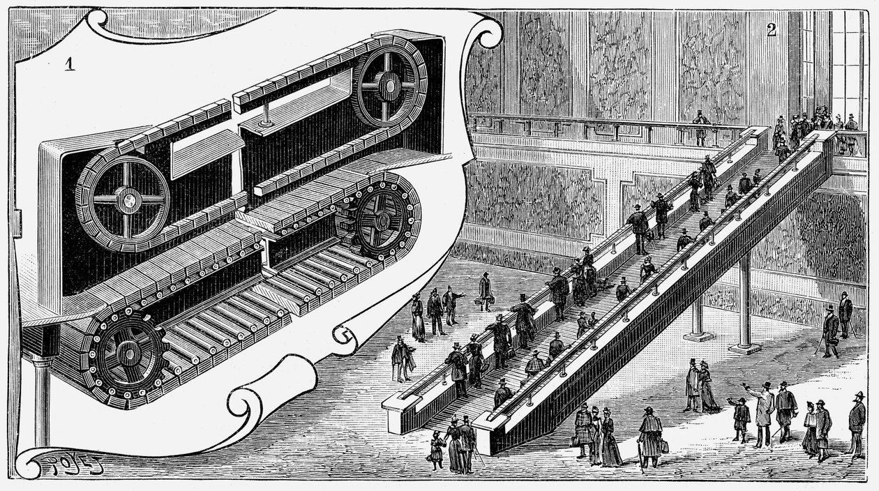 Schody ruchome w Pennsylvania Railroad Companies Cortlandt Street Station, Nowy Jork, 1893 autorstwa Unbekannt