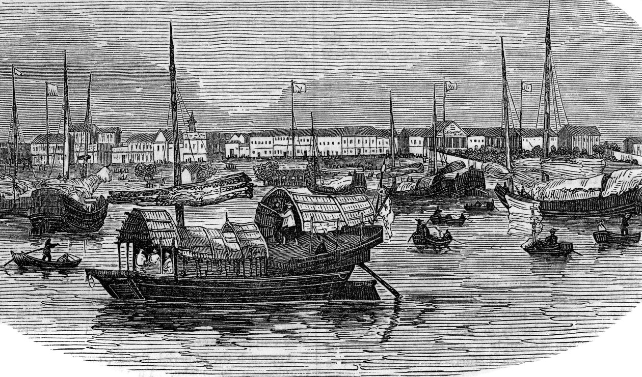 Fabryki europejskie w Kantonie Kanton, Chiny, ok. 1875 r. autorstwa Unbekannt