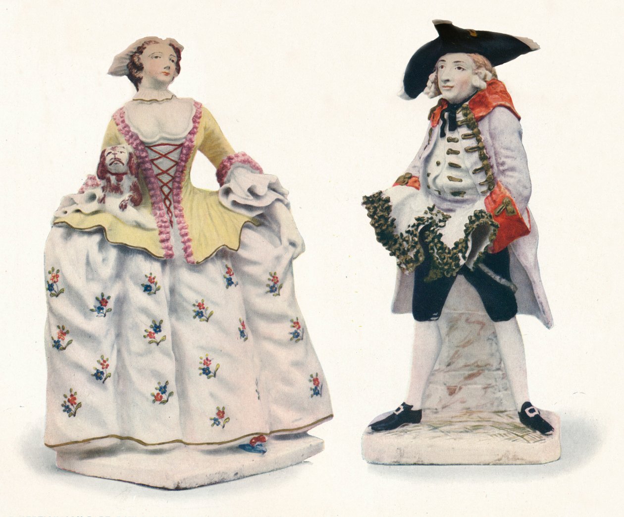 Wyjątkowo rzadkie figury porcelanowe w kształcie łuku zdobione kolorami, c1750 autorstwa Unbekannt