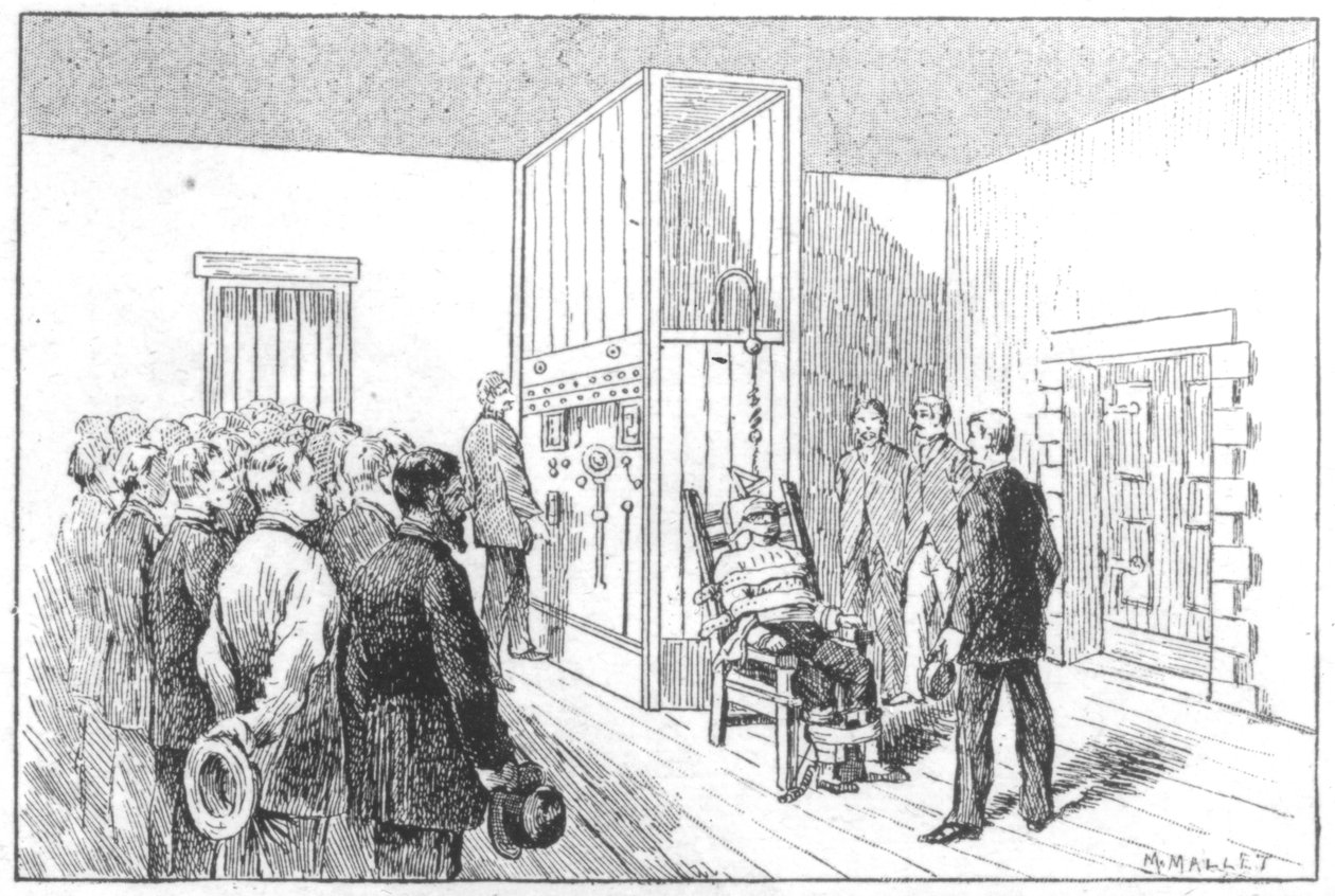 Egzekucja Kemmlera, pierwszego człowieka, który zginął na krześle elektrycznym, USA, 6 sierpnia 1890 r. autorstwa Unbekannt