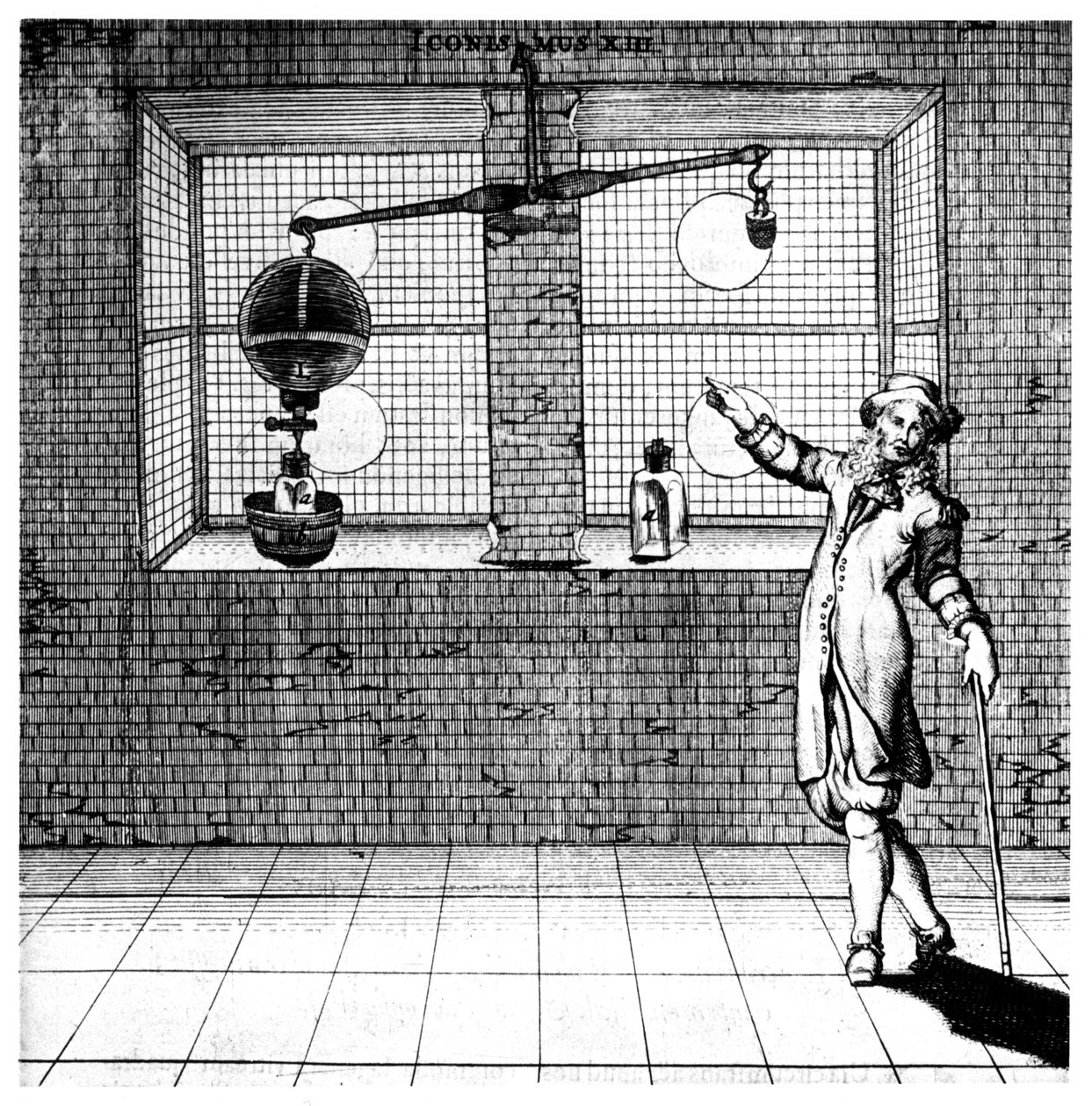 Eksperyment mający wykazać, że powietrze ma wagę, 1672 autorstwa Unbekannt