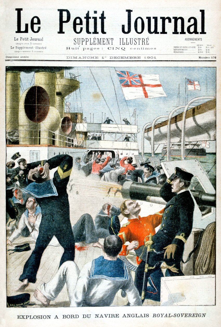 Wybuch na pokładzie brytyjskiego okrętu wojennego HMS Royal Sovereign, 1901 autorstwa Unbekannt
