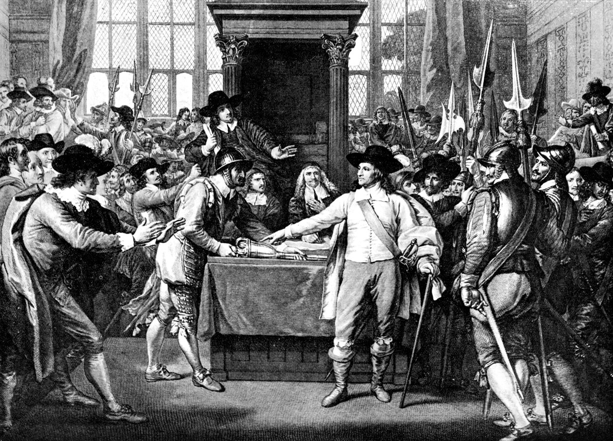 Wypędzenie członków przez Cromwella, 1653, XVIII wiek autorstwa Unbekannt
