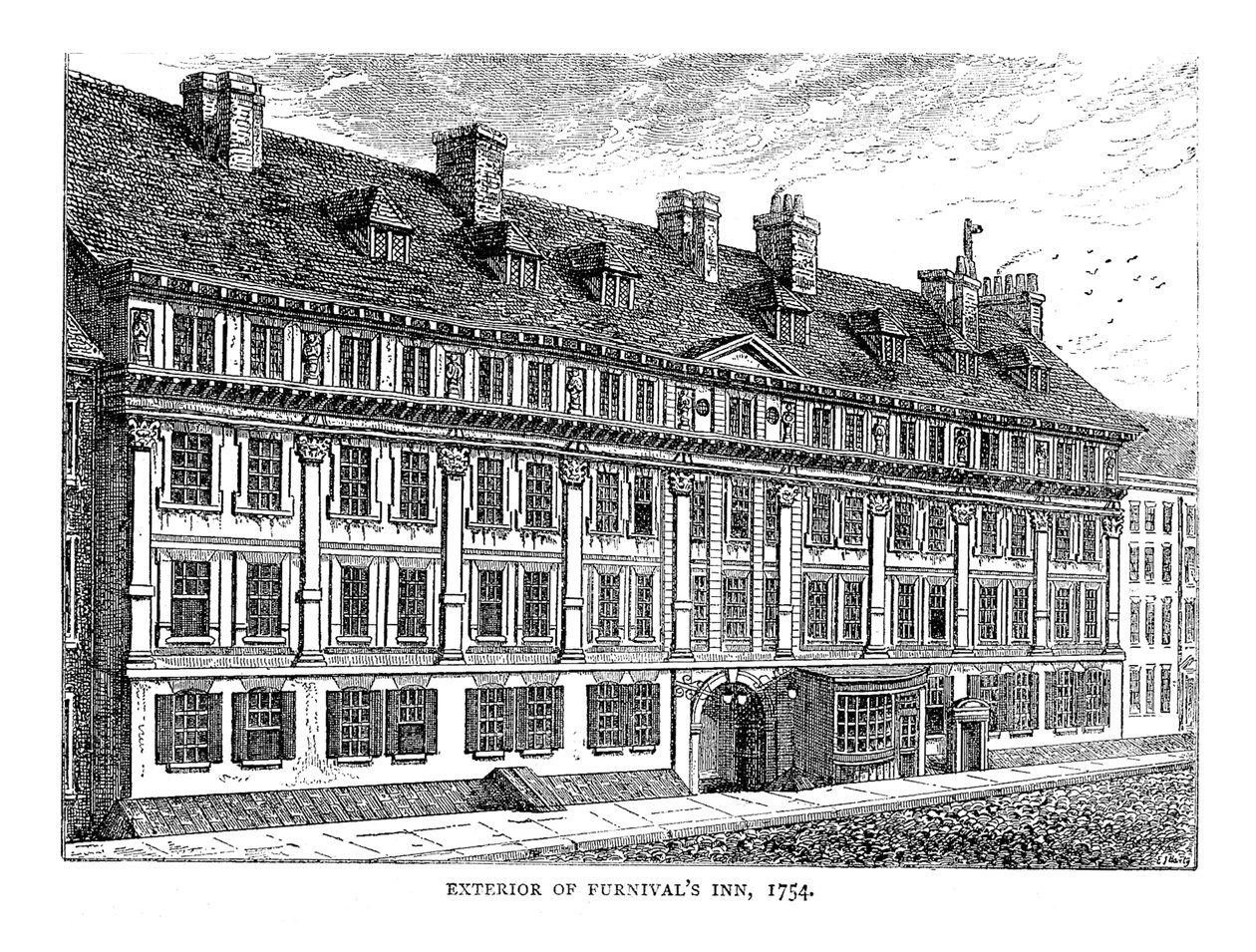 Na zewnątrz Furnivals Inn. 1754 autorstwa Unbekannt