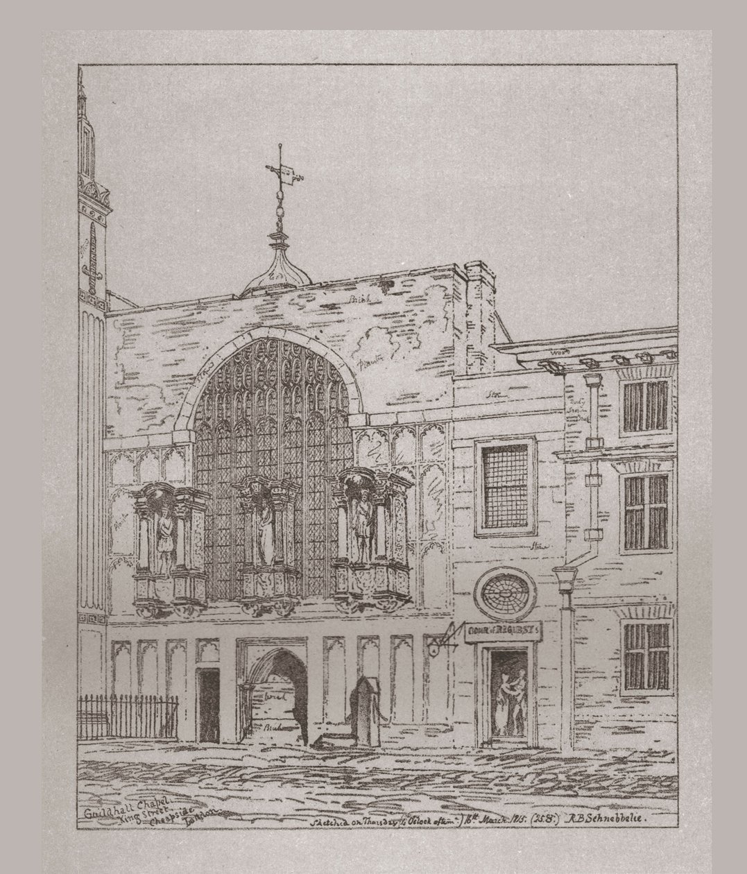 Widok zewnętrzny kaplicy Guildhall, 1815, 1886 autorstwa Unbekannt