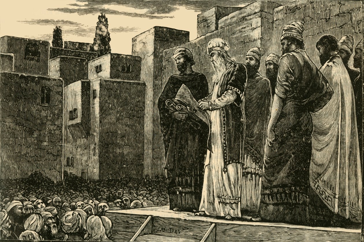 Ezra czytający prawo Żydom, 1890. autorstwa Unbekannt