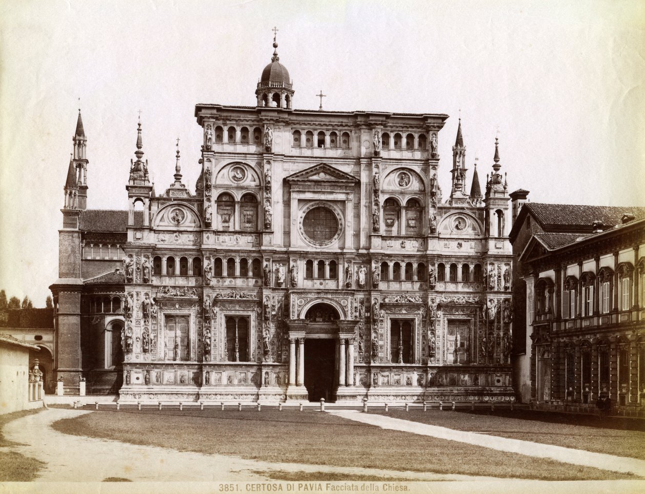 Fasada, kościół Certosa di Pavia Charterhouse w Pawii Lombardia, północne Włochy, 1890 autorstwa Unbekannt