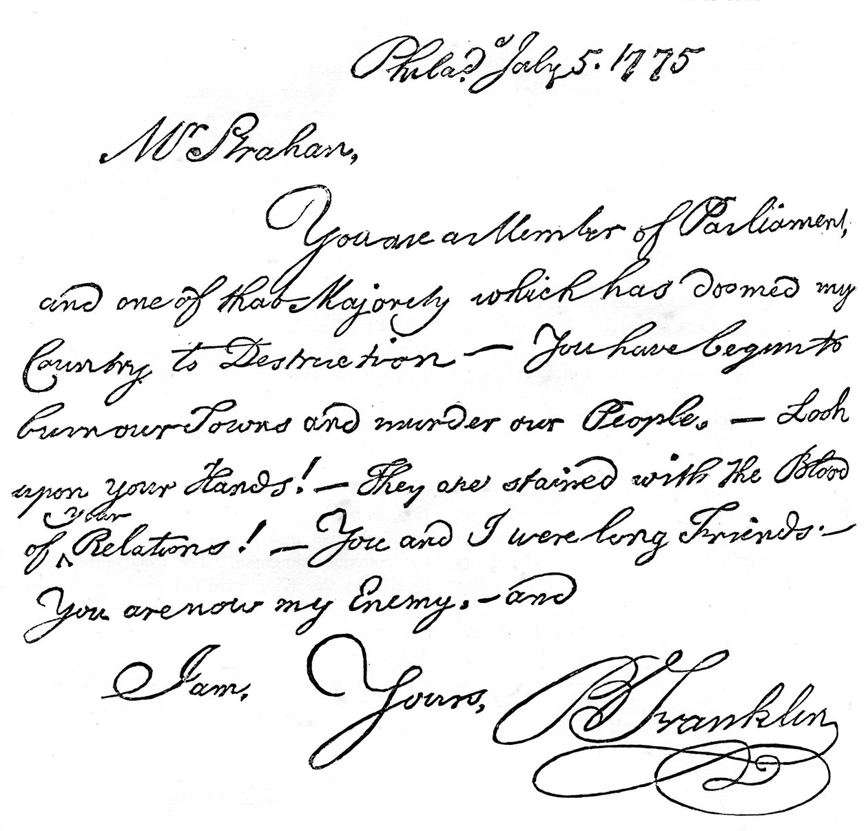 Faksymile listu Benjamina Franklina do pana Strahana, 1775 c1880 autorstwa Unbekannt
