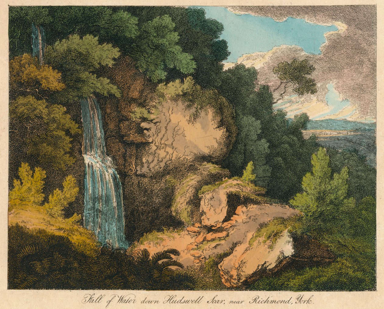 Spadek wody w dół Hudswell Scar, niedaleko Richmond, York, XIX wiek autorstwa Unbekannt