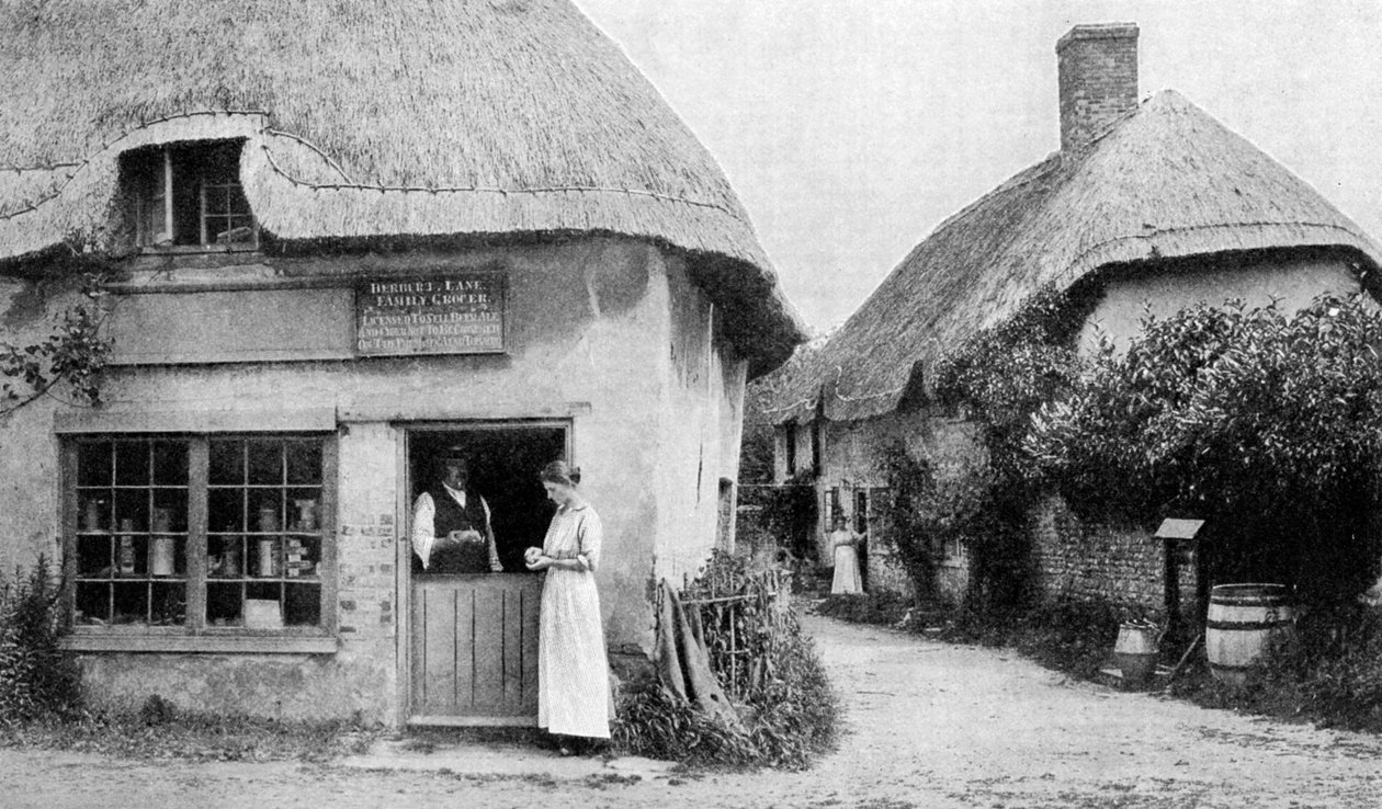 Rodzinny sklep spożywczy, róg Bradford Peverell, Wessex, ok. 1922 r. autorstwa Unbekannt