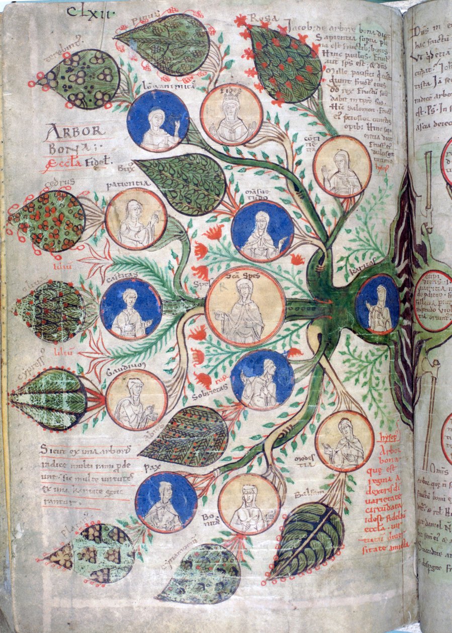 Drzewo genealogiczne, strona z Liber Floridus, XII wiek autorstwa Unbekannt