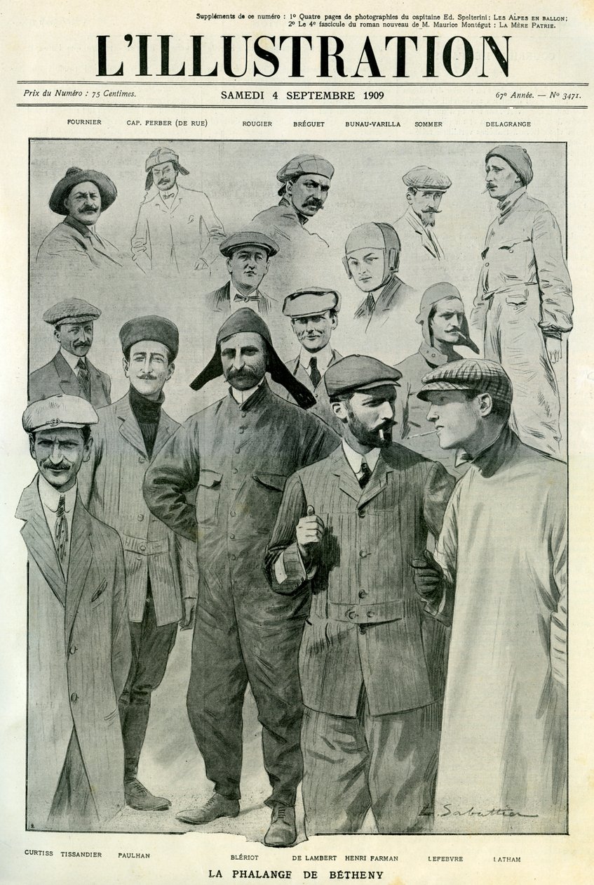 Słynni lotnicy, okładka Ilustracji, 4 września 1909 autorstwa Unbekannt