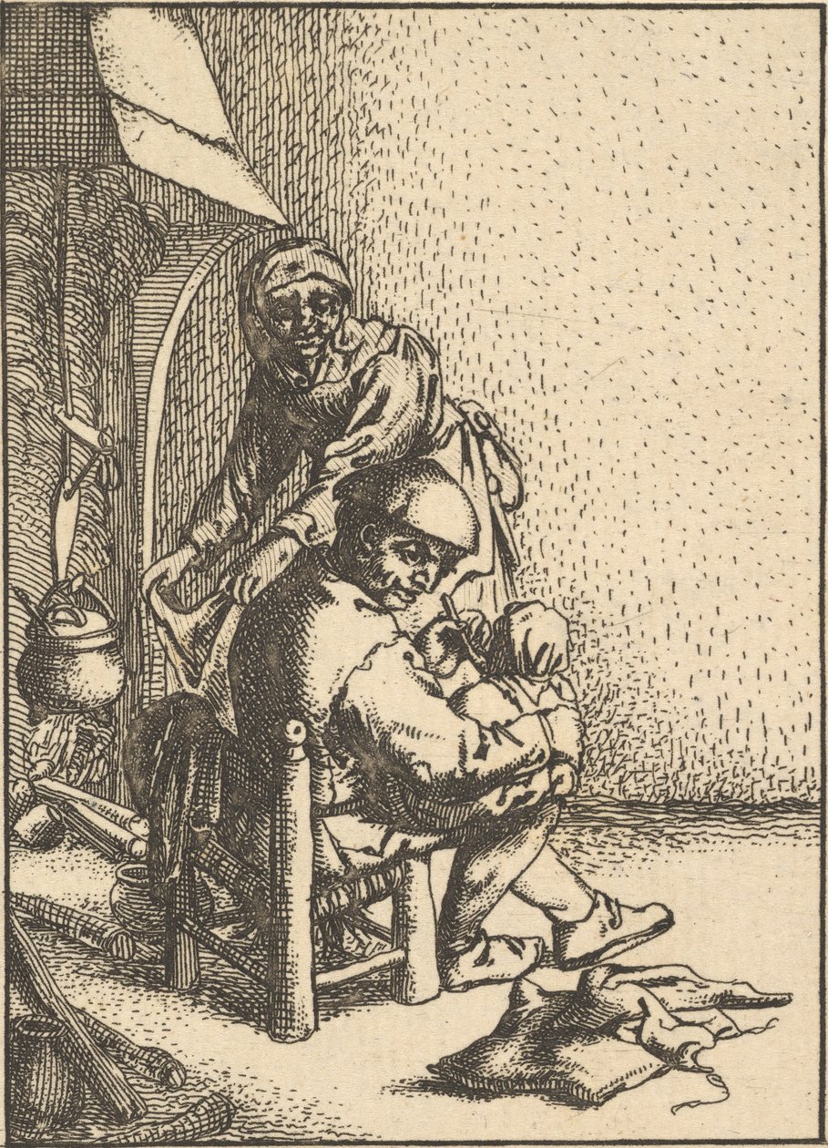 Ojciec karmi swoje dziecko, 1610-85. autorstwa Unbekannt