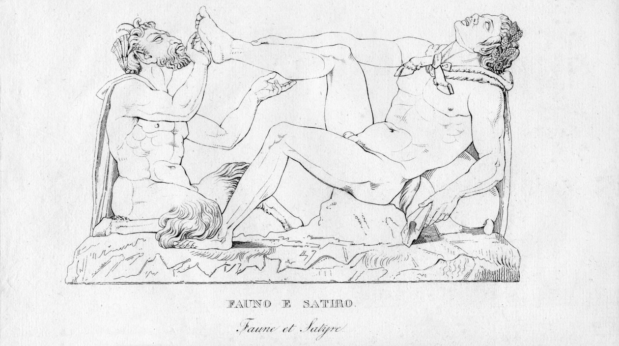Fauno E Satiro Faun i Satyr, c1850 autorstwa Unbekannt