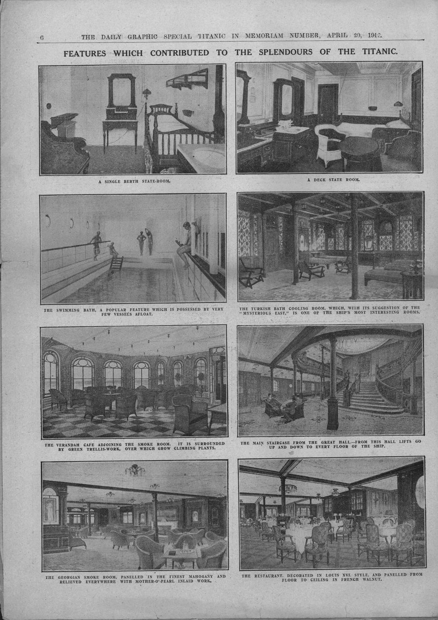 Cechy, które przyczyniły się do splendoru Titanica, 20 kwietnia 1912 r. autorstwa Unbekannt