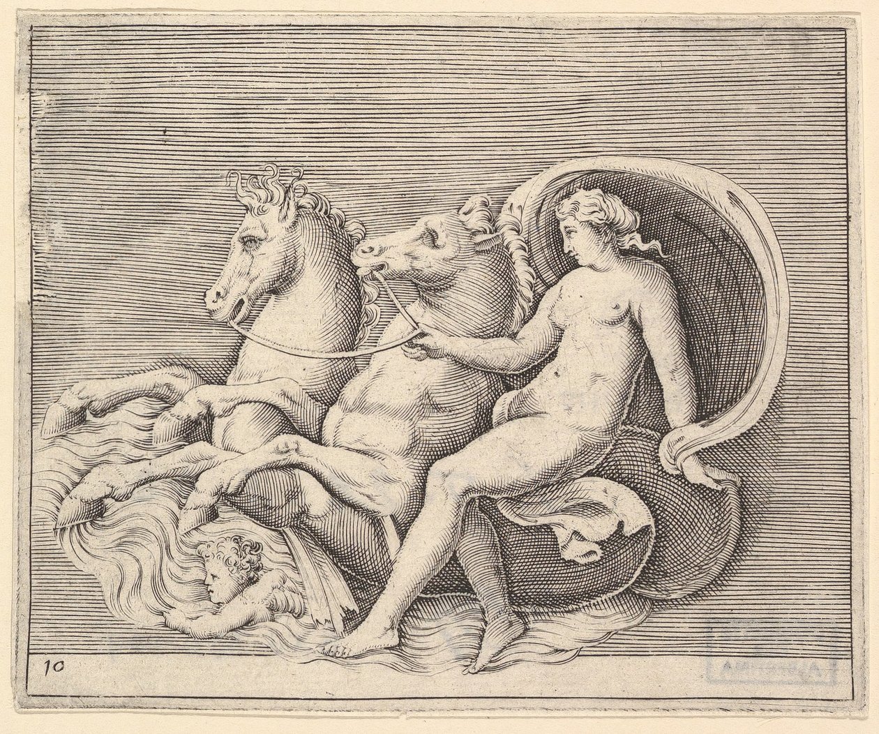 Akt Kobiecy z Dwoma Konikami Morskimi, wydana ca. 1599-1622. autorstwa Unbekannt