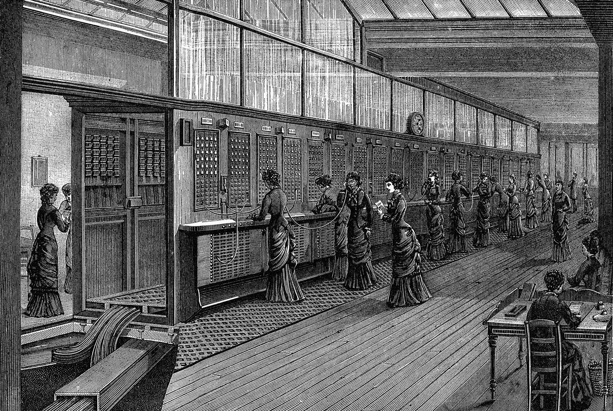 Telefonistki w Centralnej Centralnej Centrali Telefonicznej, Paryż, 1890 autorstwa Unbekannt