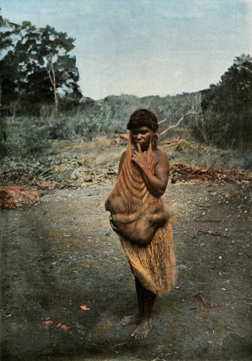 Australijska kobieta niosąca swoje dziecko, Australijska kobieta niosąca swoje dziecko, 1900. autorstwa Unbekannt