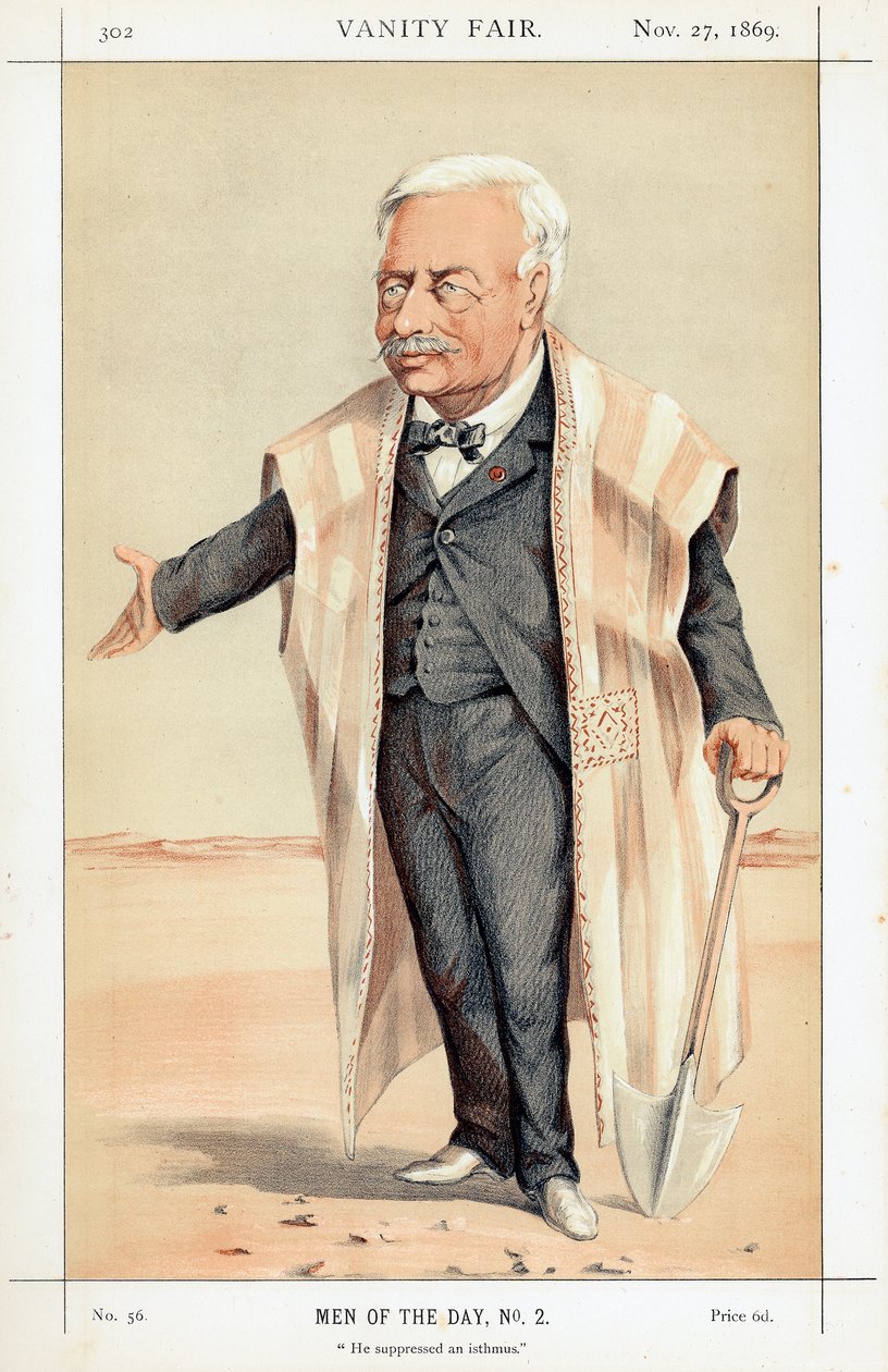 Ferdinand de Lesseps, francuski dyplomata i przedsiębiorca, 1869 autorstwa Unbekannt