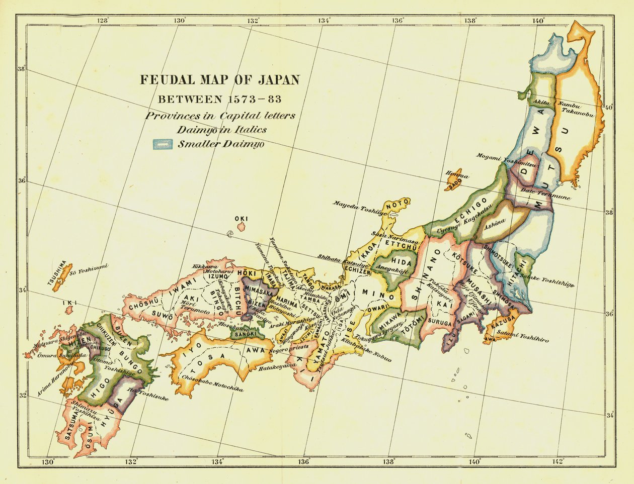 Feudalna mapa Japonii w latach 1573 -83, 1903. autorstwa Unbekannt