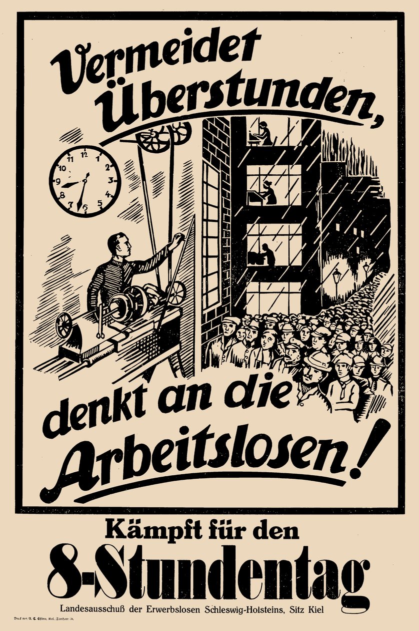 Walka o ośmiogodzinny dzień pracy, ok. godz. 1925. autorstwa Unbekannt