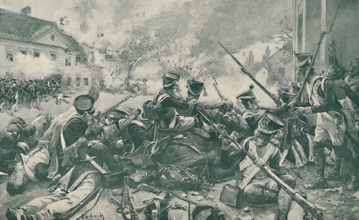 Walka na ulicach Essling, 1809, 1896. autorstwa Unbekannt