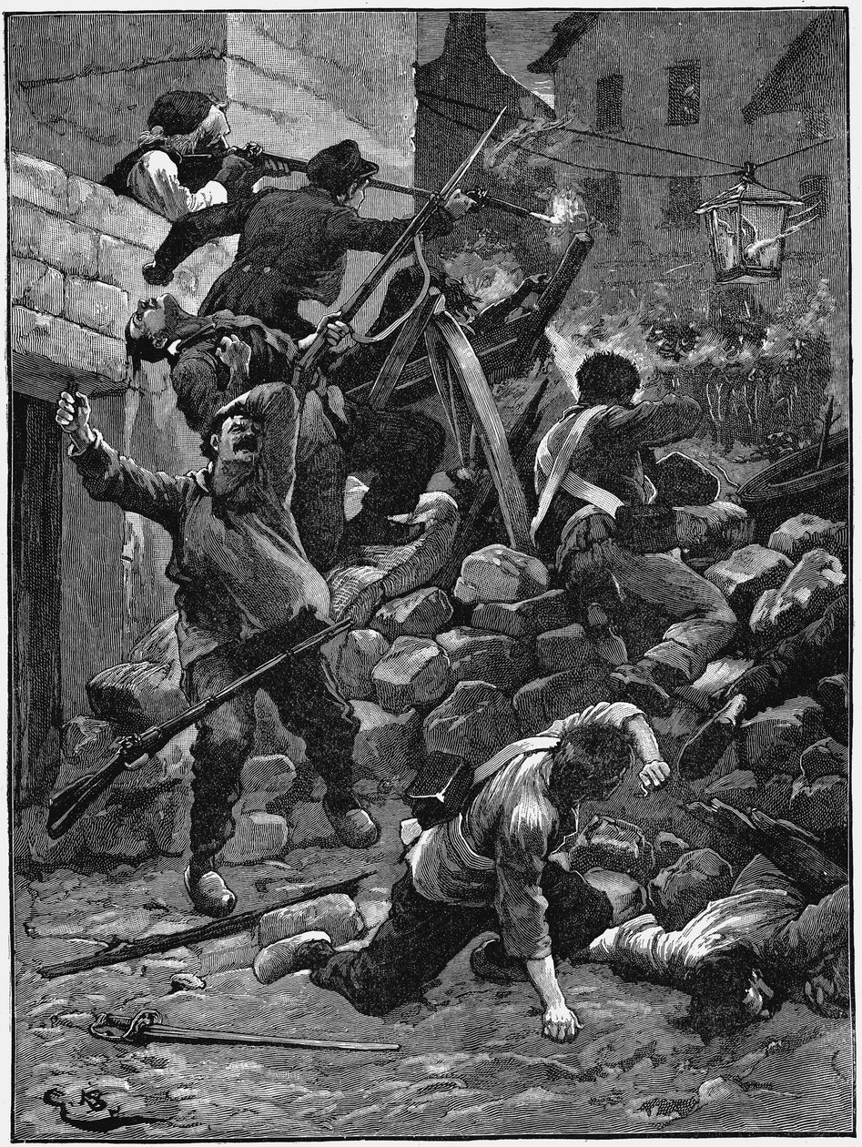 Walka na barykadach, Monarchia Lipcowa, Francja, 1848 c1885 autorstwa Unbekannt