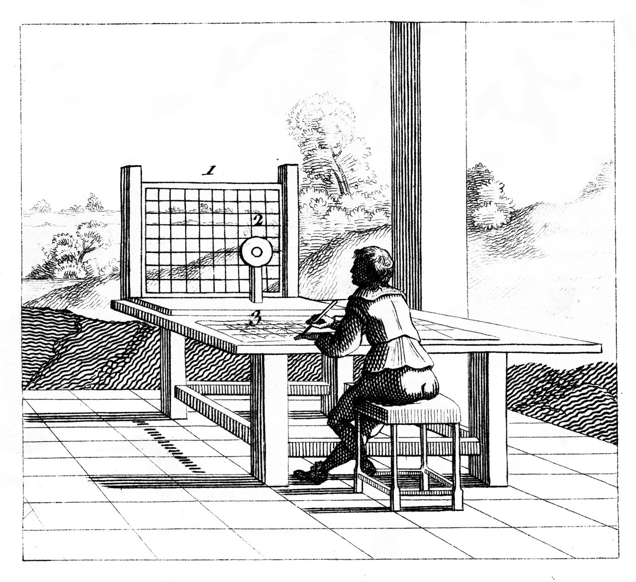 Postać ćwicząca rysunek perspektywiczny, 1639 autorstwa Unbekannt