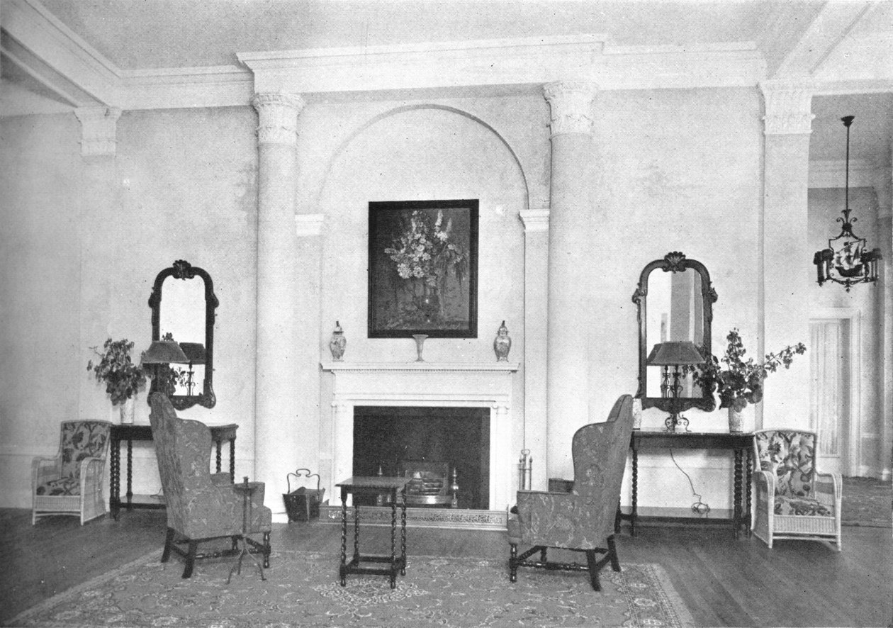 Kominek na końcu salonu, Hotel Royal Bermudiana, Hamilton, Bermudy, 1924 autorstwa Unbekannt