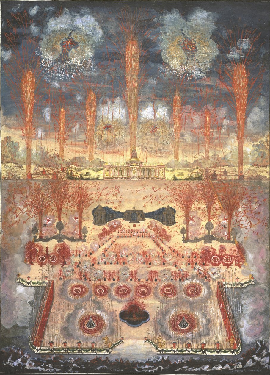 Fajerwerki i iluminacje 16 czerwca 1744 w Moskwie, połowa XVIII w. autorstwa Unbekannt