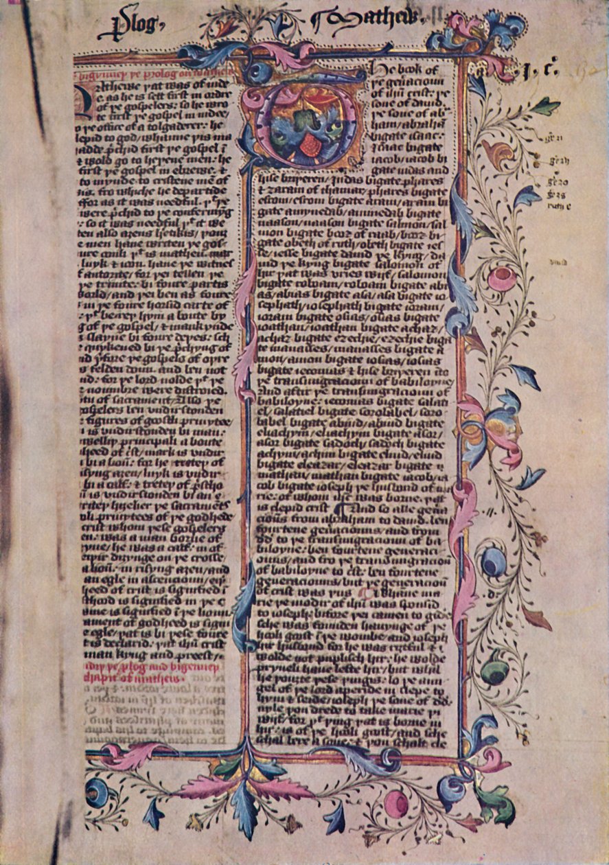 Pierwsza strona Ewangelii św. Mateusza, XV w., 1947 r. autorstwa Unbekannt