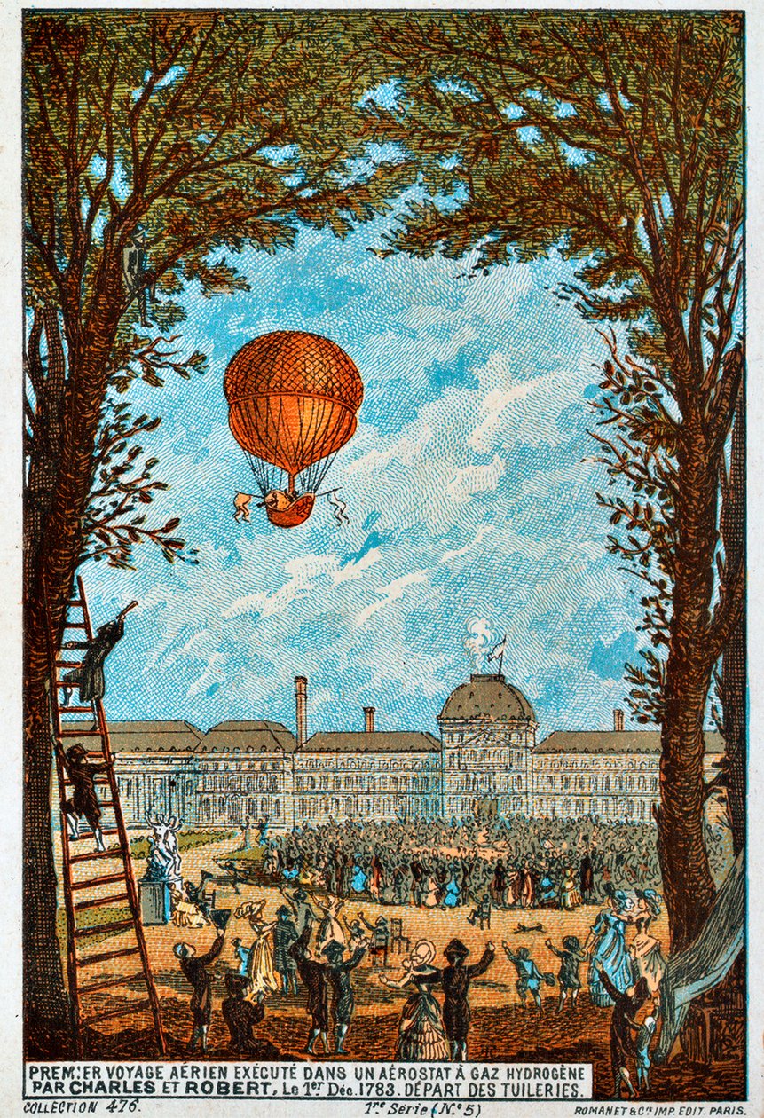 Pierwsza podróż powietrzna Charlesa i Roberta, Paryż, Francja, lata 1783 1890. autorstwa Unbekannt