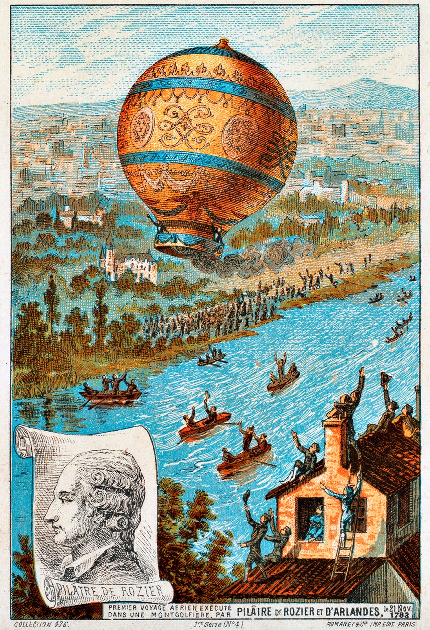 Pierwsza podróż powietrzna Pilâtre de Rozier i dArlandes, Paryż, Francja, lata 1783 1890. autorstwa Unbekannt