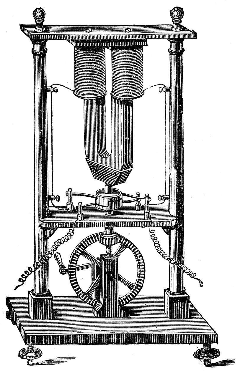 Pierwszy silnik magnetoelektryczny zbudowany przez Hippolyte Pixii, c1832 c1890 autorstwa Unbekannt